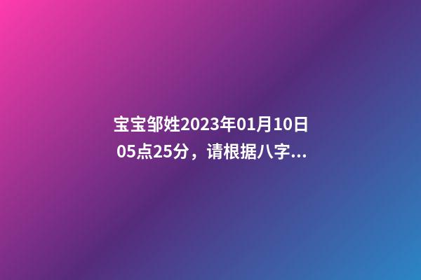 宝宝邹姓2023年01月10日 05点25分，请根据八字喜用神推荐名字